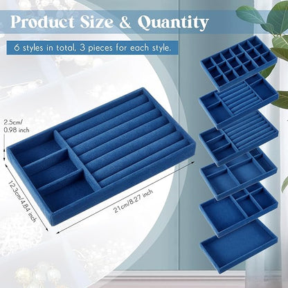 Junkin 18 Pcs Velvet Jewelry Tray, Stackable Jewelry Organizer Trays - Image 2