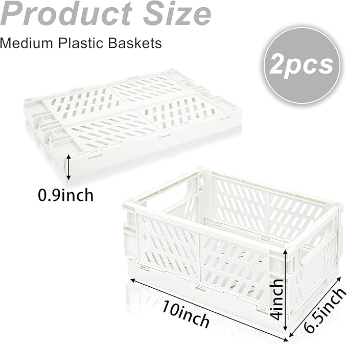 2 Pack Mini Foldable Small Plastic Baskets - Image 2