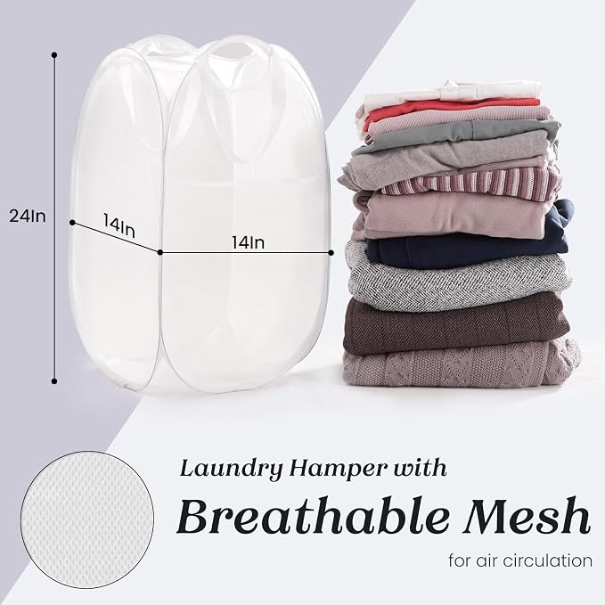 TECHMILLY Collapsible Mesh Pop Up Laundry Hamper - Image 5