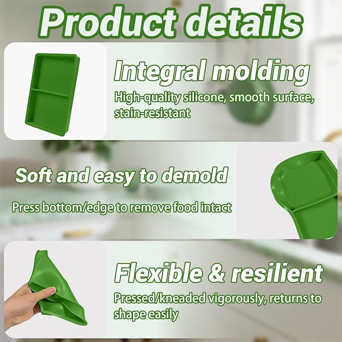4-Piece Green Silicone Freezer Molds & Trays, Silicone Tray Dividers - Image 4