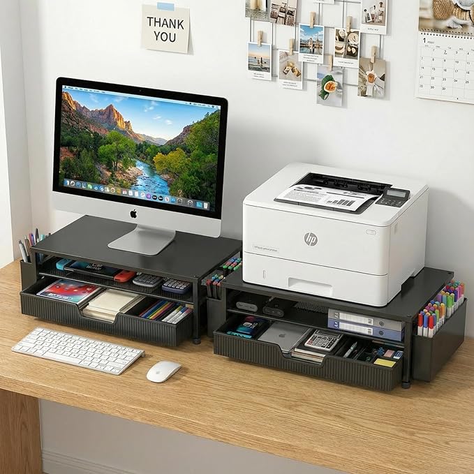 ECOLOVI Desk Organizer and Accessories, 2-Tier Computer Monitor Stand Rise - Image 8