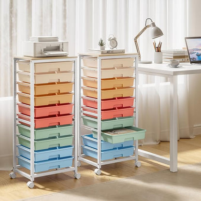 Rolling Cart with Drawers, 10 Drawer Rolling Cart, Storage Cart with Wheels - Image 7