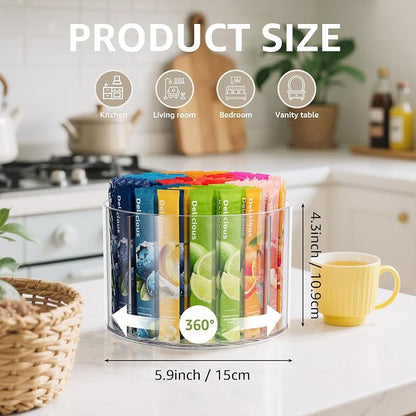Divided Drink Packet Organizer, Rotating Turntable Organizer, Water Drink - Image 2