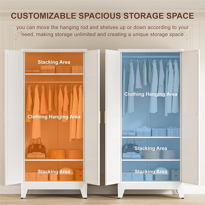 71" Tall Metal Wardrobe Closet - Image 4