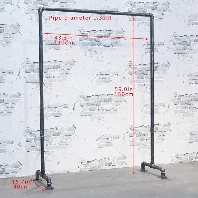 Industrial Pipe Clothing Rack 59in, Clothes Racks - Image 3