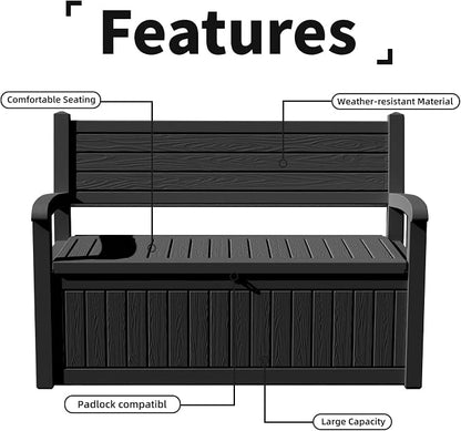PatioZen 80 Gallon Outdoor Storage Bench Deck Box Waterproof Lockable, Outdoor - Image 8