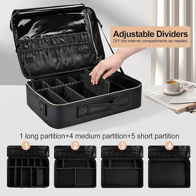 Large Travel Makeup Case, Professional Makeup Train Case Organizer, Portable - Image 4