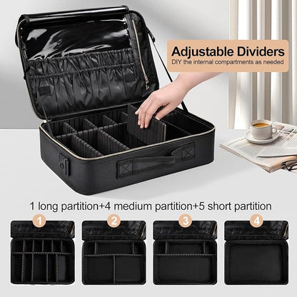 Large Travel Makeup Case, Professional Makeup Train Case Organizer, Portable - Image 4