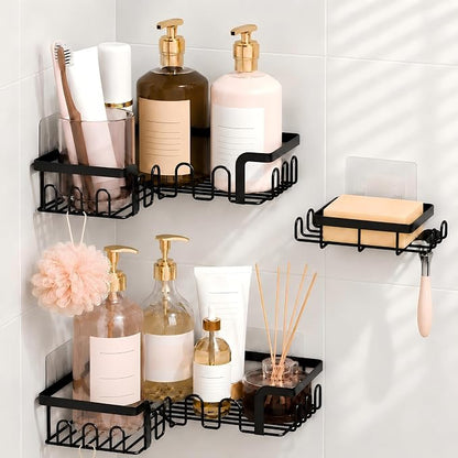 Corner Shower Caddy 3 Pack, Wall Mounted Adhesive Shower Caddy by Thkvesn