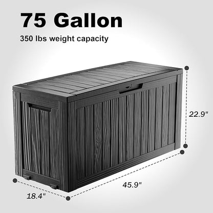 75 Gallon Resin Deck Box, Lockable Outdoor Storage Box - Image 2