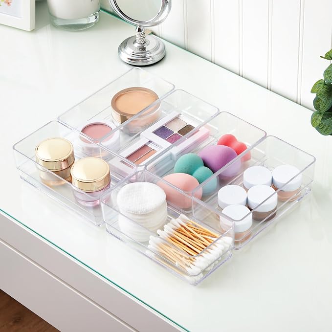 STORi SimpleSort 6-Piece Stackable Clear Drawer Organizer Set | 6" x 3" x 2" - Image 7