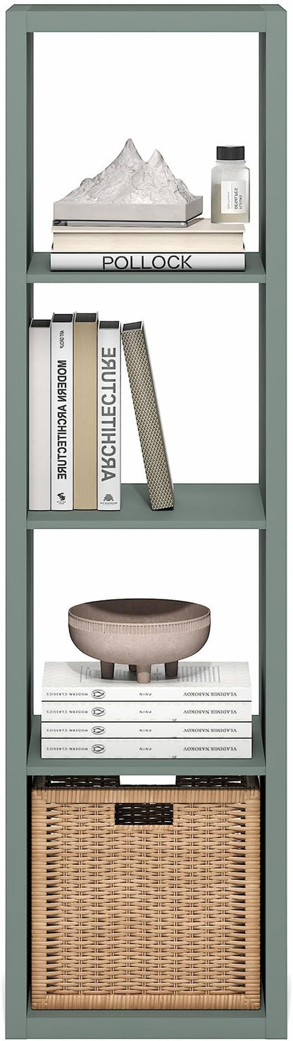 Furinno Cubicle Book Shelf, Vertical 4-Cube Bookshelf, Extra Thick Horizontally - Image 7