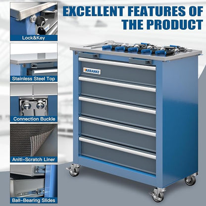 LARBANKE 5-Drawer Rolling Tool Chest - Image 4