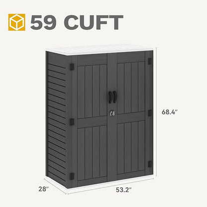 DWVO 59 Cu. Ft. Vertical Storage Shed, Weatherproof Outdoor Tall Cabinet - Image 7