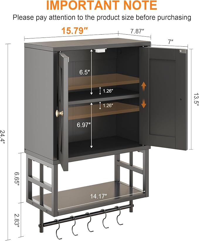 Bathroom Wall Cabinet, Farmhouse Medicine Storage - Image 3