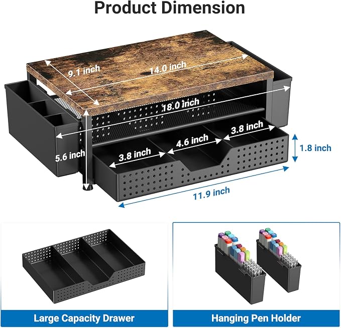 Monitor Riser, Laptop Stand for Desk, Office Desk Organizer and Accessories - Image 7