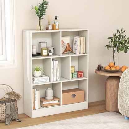 Giantex 7 Cube Bookcase, 4-Tier Freestanding Bookshelf w/ 7 Open Compartments by Giantex