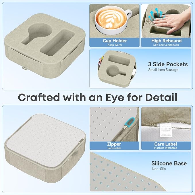 Couch Cup Holder Pillow, Couch Caddy - Image 3