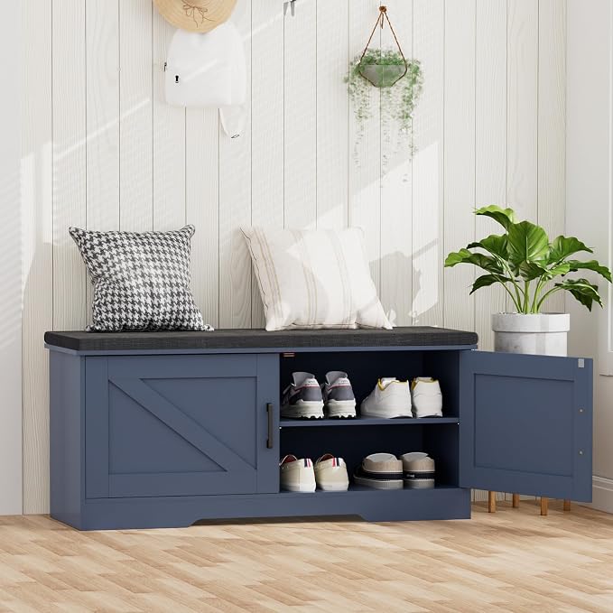 HOMSHO Farmhouse Shoe Storage Bench - Image 4