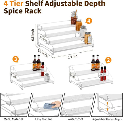 Tiered Spice Rack, 4 Tier Spice Shelf Organizer - Image 4