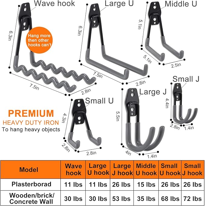 AOBEN Garage Hooks Heavy Duty, Steel Garage Storage Hooks, Utility Tool Hangers - Image 2