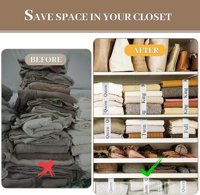 20 Pieces Bed Sheet Organizer Bands, Bed Sheet Size Label Bands - Image 5