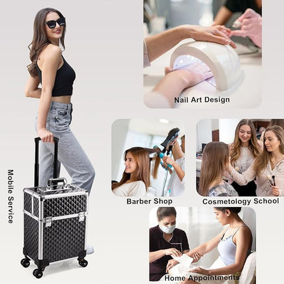 Stagiant Rolling Makeup Train Case Large Storage Cosmetic Trolley 4 Tray - Image 5