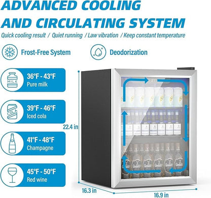 70 Can Freestanding Beverage Refrigerator, 1.7 Cu.Ft Mini Fridge - Image 6