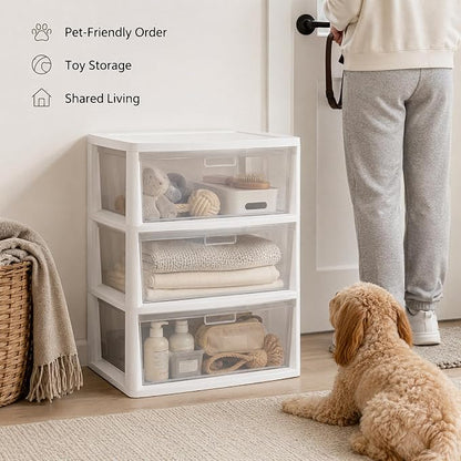 3 Drawer Plastic Storage Tower Wide Organizer - Image 9