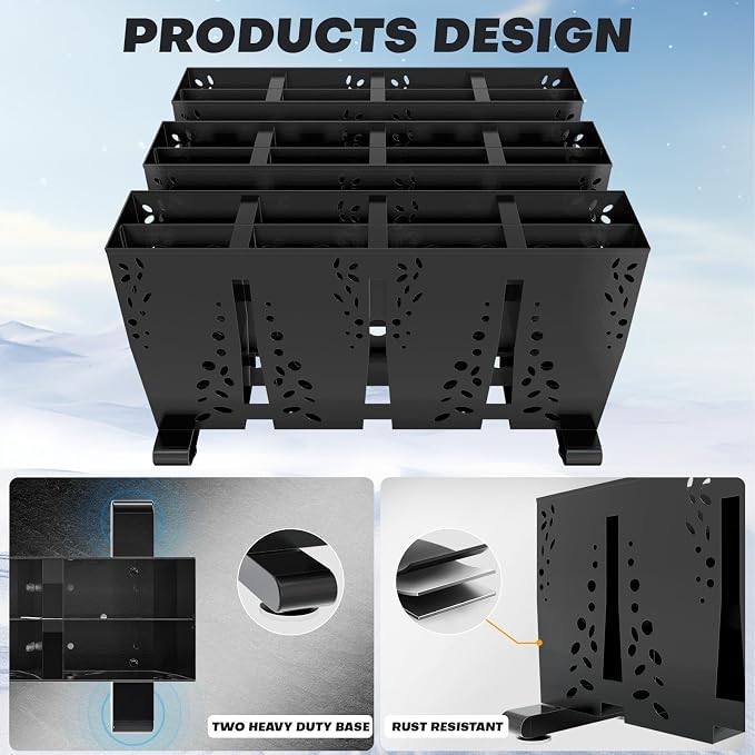 Ski Storage Rack for Garage, 12 Pair Heavy Duty Steel Freestanding Ski Storage - Image 4