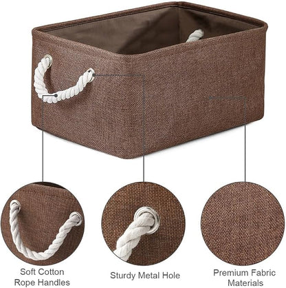 TheWarmHome Decorative Basket Rectangular Fabric Storage Bin Organizer Basket - Image 7