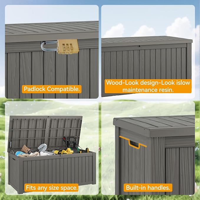150 Gallon Outdoor Storage Box, Resin Deck Boxes Outdoor Waterproof - Image 5