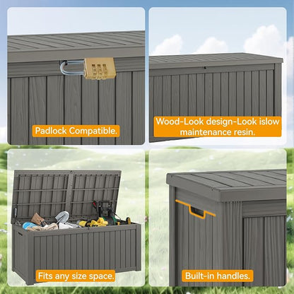 150 Gallon Outdoor Storage Box, Resin Deck Boxes Outdoor Waterproof - Image 5