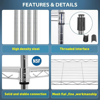 BestOffice Adjustable NSF-Certified Metal Shelf Wire Shelving Unit Storage - Image 4