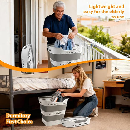 42L Medium Collapsible Plastic Laundry Basket - Image 7