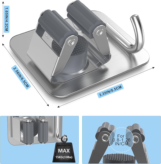 2 Pack Broom Holder Wall Mount, 304 Stainless Steel Mop Organizer - Image 4