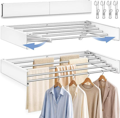 32'' Wall Mounted Clothes Drying Rack, Foldable & Collapsible Wall Mount by HOIGRBOMUS