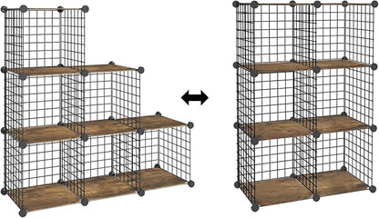 HOOBRO Wire Cube Storage Organizer, 6-Cube Metal Storage Shelves, Modular - Image 8