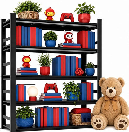 5-Tier Heavy Duty Metal Bookshelf, 2500LBS Adjustable Industrial Bookcase by BEESTMUEBLE