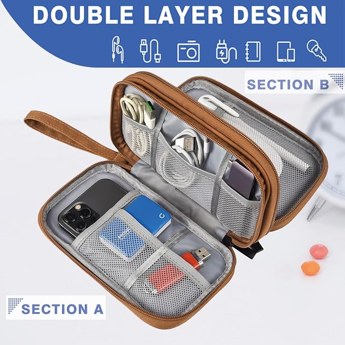 CAAORDKSO Travel Cable Organizer Pouch Electronic Accessories Carry Case Water - Image 3