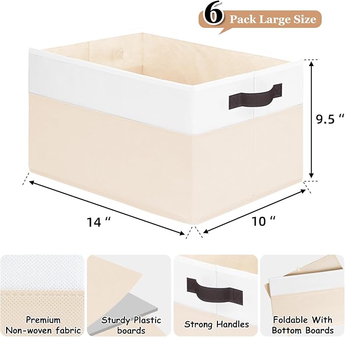 Criusia 6 Pack Large Toy Box Chest, Collapsible Sturdy Toy Storage Organizer - Image 2