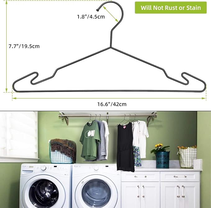Heavy Duty Metal Hangers with Unique Hook Design Durable & Sturdy Coat Hangers - Image 3