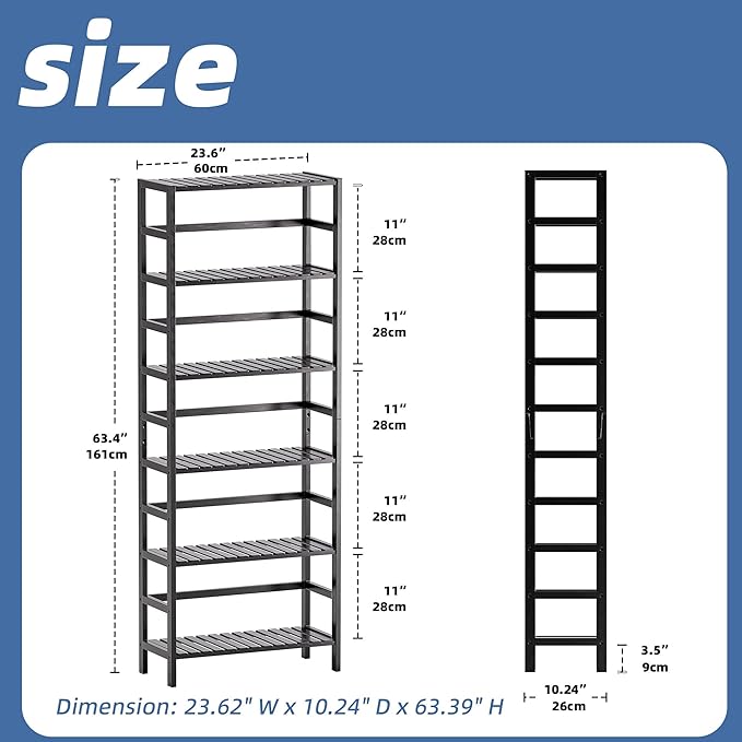 HITNET Bamboo Bookshelf, 6-Tier Tall Open Bookcase - Image 3