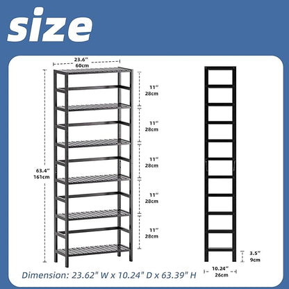 HITNET Bamboo Bookshelf, 6-Tier Tall Open Bookcase - Image 3