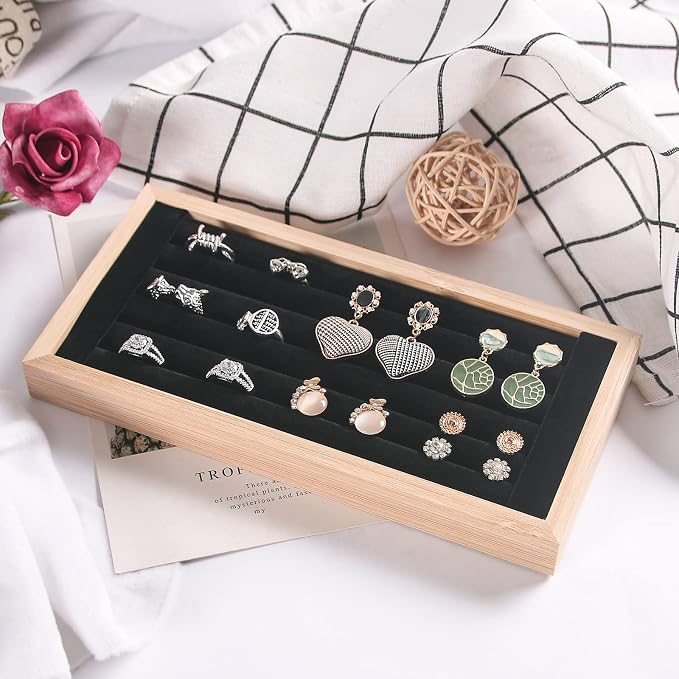 Coward Bamboo Ring Display Holder Jewelry Storage Tray Organizer Ring Stand - Image 6