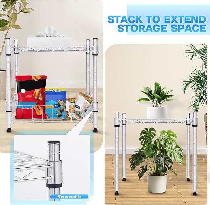 Whitmor 2 Tier Metal Storage Shelves, Heavy Duty Shelf - Image 3