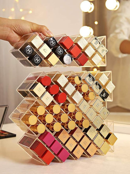 Lipstick Holder Organizer 64 Spaces Acrylic Stackable Fish Shape Lipstick Tower - Image 3