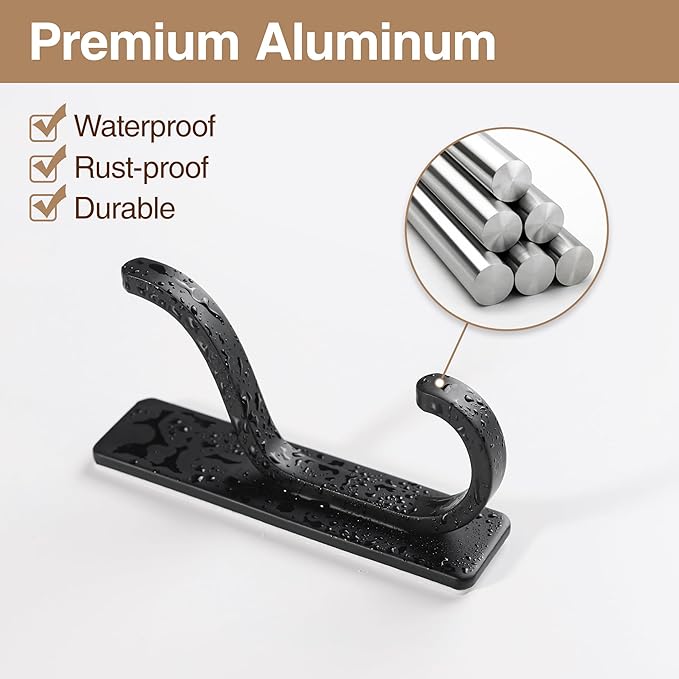 pickpiff 10-Pack Black Adhesive Wall Hooks - 13 LB Strong Stick-On Hooks - Image 2