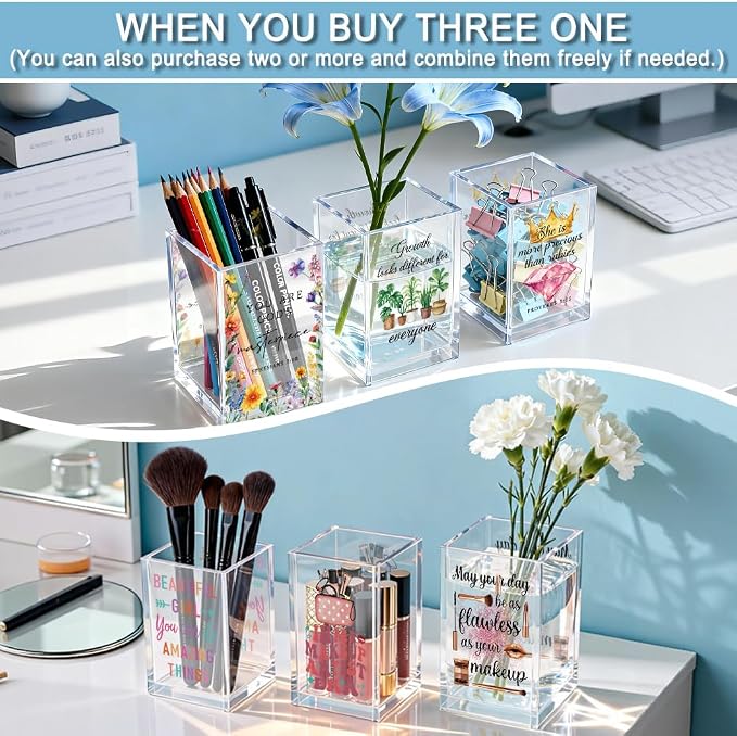 It's Fine I'm Fine Everything Is Acrylic Makeup Brush Pencil Holder Cup - Image 6