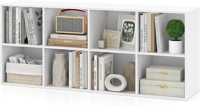 Giantex 8-Cube Bookcase, 3-Tier Cubby Bookshelf, Horizontal Vertical Display by Giantex